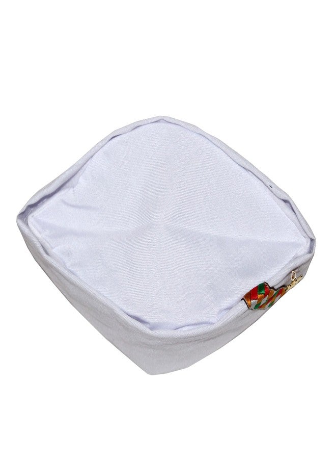 KETKAR Uttarakhand Pahadi Topi/Cap,Brahmakamal Uttarakhand Topi, Himachali Cap (White Cotton) - Image 3